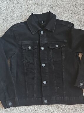 Kids' Black Denim Shirt Jacket - Casual Button-Up